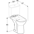 GEBERIT Miska stojąca WC SELNOVA COMFORT do spłuczki nasadzanej, lejowa, B35.5cm, H46cm, T65.5cm, podwyższona, odpływ poziomy, Rimfree,dla niepełnosprawnych