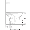 GEBERIT Miska stojąca WC SELNOVA COMFORT do spłuczki nasadzanej, lejowa, B35.5cm, H46cm, T65.5cm, podwyższona, odpływ poziomy, Rimfree,dla niepełnosprawnych