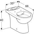 GEBERIT Miska stojąca WC SELNOVA do spłuczki nasadzanej, lejowa, B35.5cm, H40cm, T66cm, częściowo ukryte mocowania, odpływ uniwersalny, Rimfree