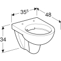 GEBERIT Miska wisząca WC SELNOVA COMPACT, lejowa, B35.5cm, H34cm, T48cm, krótka, Rimfree