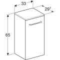 GEBERIT Szafka boczna SELNOVA SQUARE, B33cm, H65cm, T29.7cm, z jednymi drzwiami, biały
