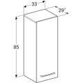 GEBERIT Szafka boczna SELNOVA SQUARE, B33cm, H85cm, T29.7cm, z jednymi drzwiami, biały