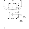 GEBERIT Umywalka SELNOVA COMFORT, B65cm, H15cm, T55cm, z przelewem, z otworem na baterię,dla niepełnosprawnych
