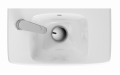 GEBERIT Umywalka SELNOVA Compact kompaktowa, B45cm, H14.5cm, T25cm, krótka, z powierzchnią odkładczą po prawej stronie, z przelewem, z otworem na baterię po lewej stronie
