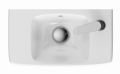 GEBERIT Umywalka SELNOVA Compact kompaktowa, B45cm, H14.5cm, T25cm, krótka, z powierzchnią odkładczą po lewej stronie, z przelewem, z otworem na baterię po prawej stronie