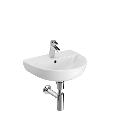 GEBERIT Umywalka SELNOVA kompaktowa, B50cm, H18cm, T41cm, z przelewem, z otworem na baterię