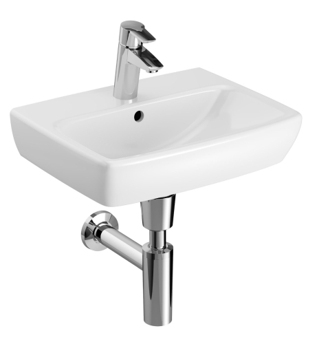 GEBERIT Umywalka SELNOVA SQUARE kompaktowa, B45cm, H16cm, T35cm, z przelewem, z otworem na baterię