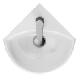 GEBERIT Umywalka SELNOVA kompaktowa narożna, B41.5cm, H16.5cm, T41cm, z przelewem, z otworem na baterię