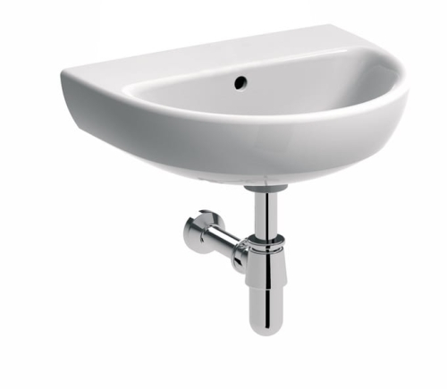 GEBERIT Umywalka SELNOVA kompaktowa, B50cm, H18cm, T41cm, z przelewem, bez otworu na baterię