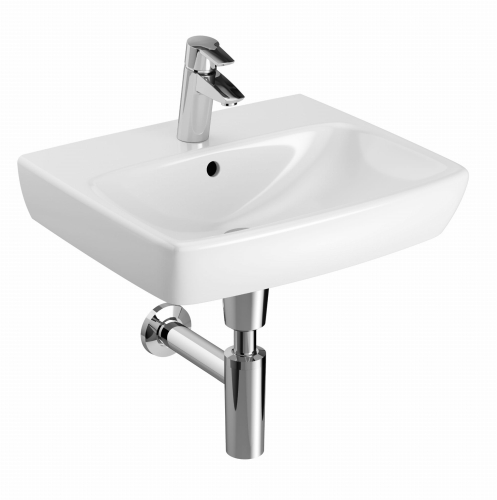 GEBERIT Umywalka SELNOVA SQUARE kompaktowa, B50cm, H17cm, T42cm, z przelewem, z otworem na baterię