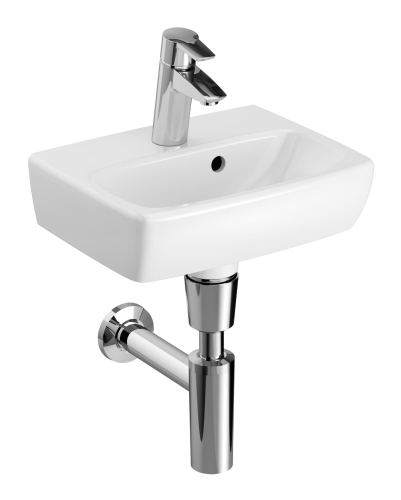 GEBERIT Umywalka SELNOVA SQUARE kompaktowa, B36cm, H14.5cm, T28cm, z przelewem, z otworem na baterię