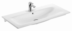 GEBERIT Umywalka SELNOVA SQUARE meblowa, B100cm, H16.8cm, T48cm, cienki rant, z przelewem, z otworem na baterię