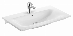 GEBERIT Umywalka SELNOVA SQUARE meblowa, B80cm, H16.8cm, T48cm, cienki rant, z przelewem, z otworem na baterię
