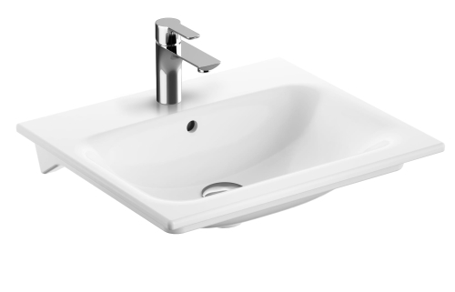 GEBERIT Umywalka SELNOVA SQUARE meblowa, B55cm, H16.8cm, T48cm, cienki rant, z przelewem, z otworem na baterię
