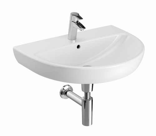 GEBERIT Umywalka SELNOVA, B65cm, H18.5cm, T50cm, z przelewem, z otworem na baterię