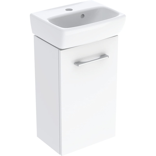 GEBERIT Zestaw SELNOVA SQUARE szafka pod umywalkę , B36cm, H65.2cm, T28cm, z jednymi drzwiami, biały, z umywalką kompaktową, z przelewem, z otworem na baterię