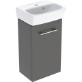 GEBERIT Zestaw SELNOVA SQUARE szafka pod umywalkę , B36cm, H65.2cm, T28cm, z jednymi drzwiami, lava, z umywalką kompaktową, z przelewem, z otworem na baterię