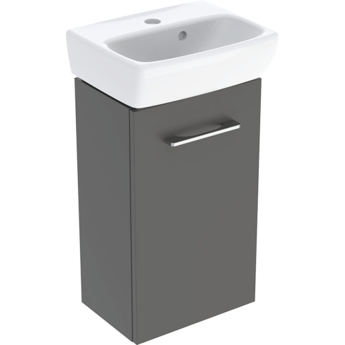 GEBERIT Zestaw SELNOVA SQUARE szafka pod umywalkę , B36cm, H65.2cm, T28cm, z jednymi drzwiami, lava, z umywalką kompaktową, z przelewem, z otworem na baterię
