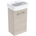 GEBERIT Zestaw SELNOVA SQUARE szafka pod umywalkę , B36cm, H65.2cm, T28cm, z jednymi drzwiami, orzech włoski hickory jasny, z umywalką kompaktową, z przelewem, z otworem na baterię