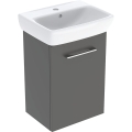 GEBERIT Zestaw SELNOVA SQUARE szafka pod umywalkę , B45cm, H64.9cm, T35cm, z jednymi drzwiami, lava, z umywalką kompaktową, z przelewem, z otworem na baterię