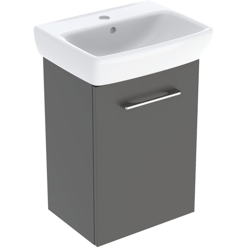 GEBERIT Zestaw SELNOVA SQUARE szafka pod umywalkę , B45cm, H64.9cm, T35cm, z jednymi drzwiami, lava, z umywalką kompaktową, z przelewem, z otworem na baterię