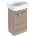 GEBERIT Zestaw SELNOVA SQUARE szafka pod umywalkę , B36cm, H65.2cm, T28cm, z jednymi drzwiami, orzech włoski hickory, z umywalką kompaktową, z przelewem, z otworem na baterię