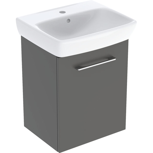 GEBERIT Zestaw SELNOVA SQUARE szafka pod umywalkę , B50cm, H64.9cm, T42cm, z jednymi drzwiami, lava, z umywalką kompaktową, z przelewem, z otworem na baterię