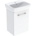 GEBERIT Zestaw SELNOVA SQUARE szafka pod umywalkę , B45cm, H64.9cm, T35cm, z jednymi drzwiami, biały, z umywalką kompaktową, z przelewem, z otworem na baterię