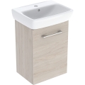 GEBERIT Zestaw SELNOVA SQUARE szafka pod umywalkę , B45cm, H64.9cm, T35cm, z jednymi drzwiami, orzech włoski hickory jasny, z umywalką kompaktową, z przelewem, z otworem na baterię