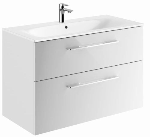 GEBERIT Zestaw SELNOVA SQUARE szafka pod umywalkę, z dwiema szufladami, B100cm, H65.2cm, T50.2cm, biały, z umywalką meblową, cienki rant, z przelewem, z otworem na baterię
