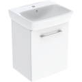 GEBERIT Zestaw SELNOVA SQUARE szafka pod umywalkę , B50cm, H64.9cm, T42cm, z jednymi drzwiami, biały, z umywalką kompaktową, z przelewem, z otworem na baterię