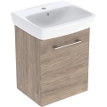 GEBERIT Zestaw SELNOVA SQUARE szafka pod umywalkę , B50cm, H64.9cm, T42cm, z jednymi drzwiami, orzech włoski hickory, z umywalką kompaktową, z przelewem, z otworem na baterię