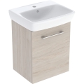 GEBERIT Zestaw SELNOVA SQUARE szafka pod umywalkę , B50cm, H64.9cm, T42cm, z jednymi drzwiami, orzech włoski hickory jasny, z umywalką kompaktową, z przelewem, z otworem na baterię
