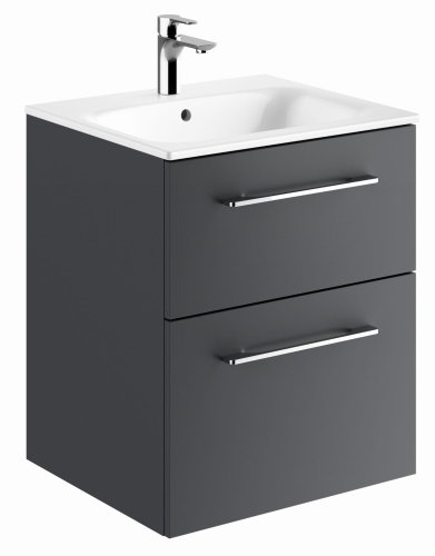 GEBERIT Zestaw SELNOVA SQUARE szafka pod umywalkę, z dwiema szufladami, B55cm, H65.2cm, T50.2cm, lava, z umywalką meblową, cienki rant, z przelewem, z otworem na baterię