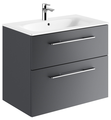 GEBERIT Zestaw SELNOVA SQUARE szafka pod umywalkę, z dwiema szufladami, B80cm, H65.2cm, T50.2cm, lava, z umywalką meblową, cienki rant, z przelewem, z otworem na baterię