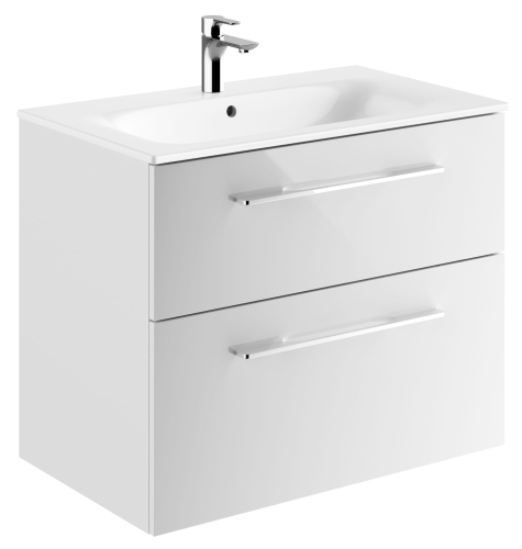 GEBERIT Zestaw SELNOVA SQUARE szafka pod umywalkę, z dwiema szufladami, B80cm, H65.2cm, T50.2cm, biały, z umywalką meblową, cienki rant, z przelewem, z otworem na baterię