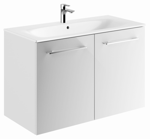 GEBERIT Zestaw SELNOVA SQUARE szafka pod umywalkę, z dwojgiem drzwi, B100cm, H65.2cm, T50.2cm, biały, z umywalką meblową, cienki rant, z przelewem, z otworem na baterię