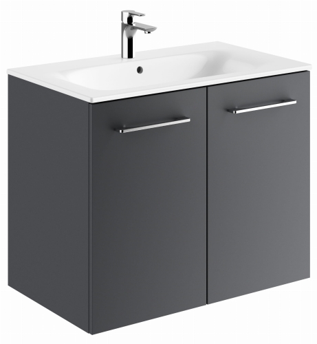 GEBERIT Zestaw SELNOVA SQUARE szafka pod umywalkę, z dwojgiem drzwi, B80cm, H65.2cm, T50.2cm, lava, z umywalką meblową, cienki rant, z przelewem, z otworem na baterię