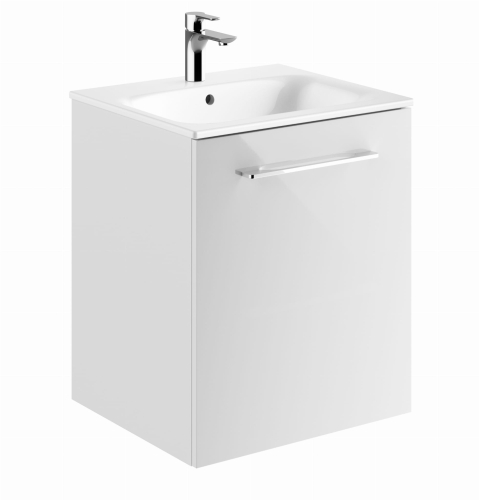 GEBERIT Zestaw SELNOVA SQUARE szafka pod umywalkę, z jednymi drzwiami, B55cm, H65.2cm, T50.2cm, biały, z umywalką meblową, cienki rant, z przelewem, z otworem na baterię