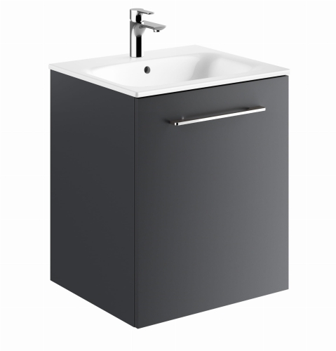 GEBERIT Zestaw SELNOVA SQUARE szafka pod umywalkę, z jednymi drzwiami, B55cm, H65.2cm, T50.2cm, lava, z umywalką meblową, cienki rant, z przelewem, z otworem na baterię