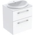 GEBERIT Zestaw SELNOVA SQUARE szafka z blatem pod umywalkę, B59.1cm, H70.3cm, T50.2cm, z dwiema szufladami, biały, z umywalką wpuszczaną w blat, z przelewem, z otworem na baterię