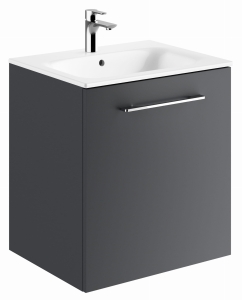 GEBERIT Zestaw SELNOVA SQUARE szafka pod umywalkę, z jednymi drzwiami, B60cm, H65.2cm, T50.2cm, lava, z umywalką meblową, cienki rant, z przelewem, z otworem na baterię