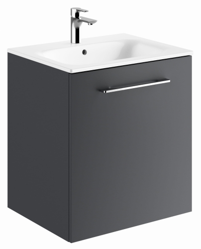GEBERIT Zestaw SELNOVA SQUARE szafka pod umywalkę, z jednymi drzwiami, B60cm, H65.2cm, T50.2cm, lava, z umywalką meblową, cienki rant, z przelewem, z otworem na baterię