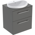 GEBERIT Zestaw SELNOVA SQUARE szafka z blatem pod umywalkę, B59.1cm, H70.3cm, T50.2cm, z dwiema szufladami, lava, z umywalką wpuszczaną w blat, z przelewem, z otworem na baterię