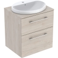 GEBERIT Zestaw SELNOVA SQUARE szafka z blatem pod umywalkę, B59.1cm, H70.3cm, T50.2cm, z dwiema szufladami, orzech włoski hickory jasny, z umywalką wpuszczaną w blat, z przelewem, z otworem na baterię