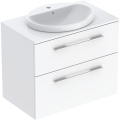 GEBERIT Zestaw SELNOVA SQUARE szafka z blatem pod umywalkę, B79.1cm, H70.3cm, T50.2cm, z dwiema szufladami, biały, z umywalką wpuszczaną w blat, z przelewem, z otworem na baterię