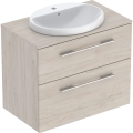 GEBERIT Zestaw SELNOVA SQUARE szafka z blatem pod umywalkę, B79.1cm, H70.3cm, T50.2cm, z dwiema szufladami, orzech włoski hickory jasny, z umywalką wpuszczaną w blat, z przelewem, z otworem na baterię