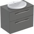 GEBERIT Zestaw SELNOVA SQUARE szafka z blatem pod umywalkę, B79.1cm, H70.3cm, T50.2cm, z dwiema szufladami, lava, z umywalką wpuszczaną w blat, z przelewem, z otworem na baterię