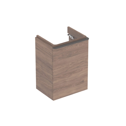 GEBERIT Szafka SMYLE SQUARE pod umywalkę kompaktową, B44.2cm, H61.7cm, T35.6cm, z jednymi drzwiami, z zawiasem po prawej stronie, Orzech włoski hickory