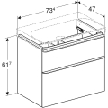 GEBERIT Szafka SMYLE SQUARE pod umywalkę, B73.4cm, H61.7cm, T47cm, z dwoma szufladami, biały